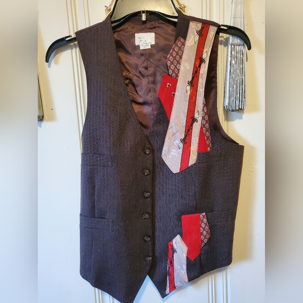 Brown Patchwork Vest Unisex